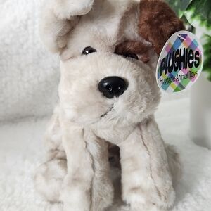 PLUSHIES Huggable Animal Toy - Cream and Brown DOG